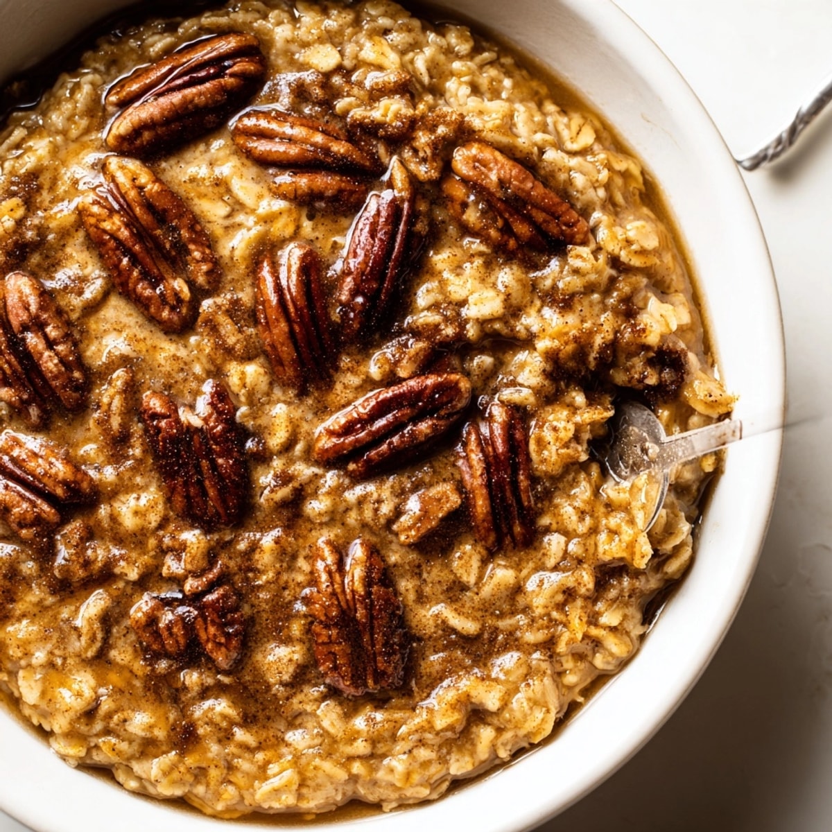 Maple Pecan Baked Oatmeal: Warm, cinnamon-spiced breakfast casserole with crunchy pecans.
