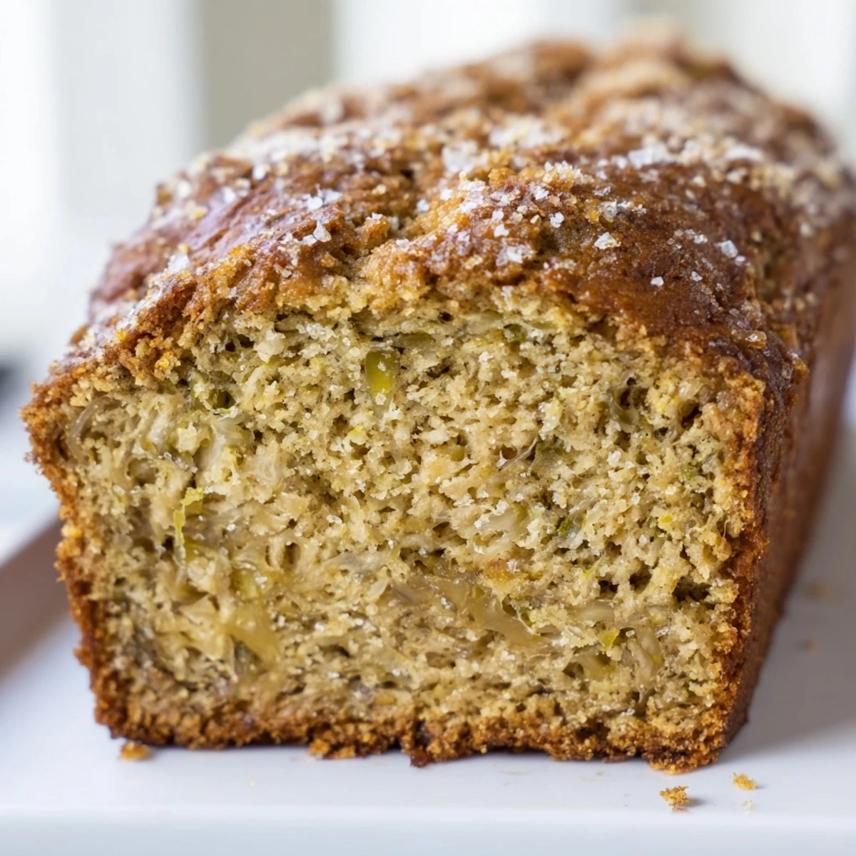 Dill Pickle Sweet Tea Pancake Muffin Loaf topped with coarse sugar, perfect for brunch.