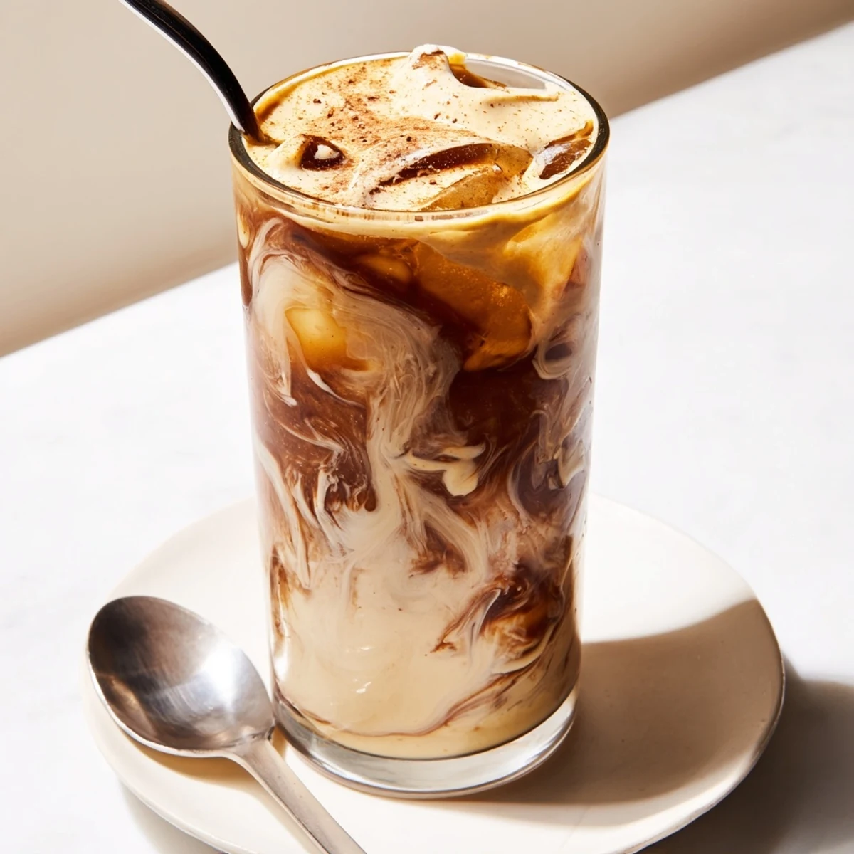Refreshing tahini iced coffee blend, perfect for a hot summer day treat.