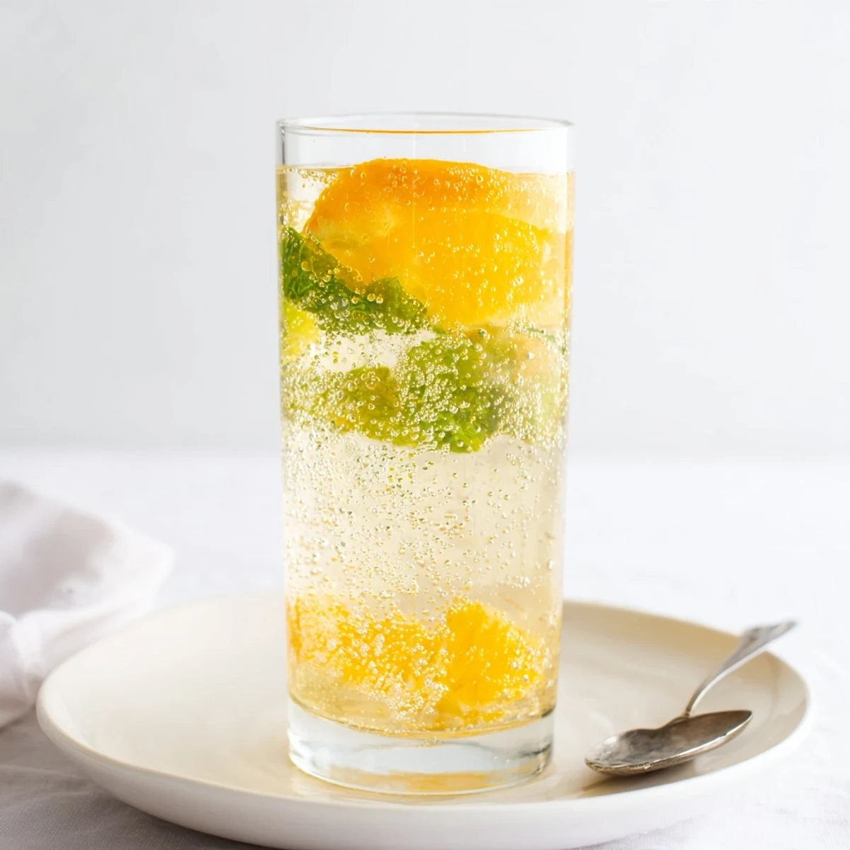 Refreshing homemade Probiotic Soda Mocktail garnished with orange slices in clear glasses.  