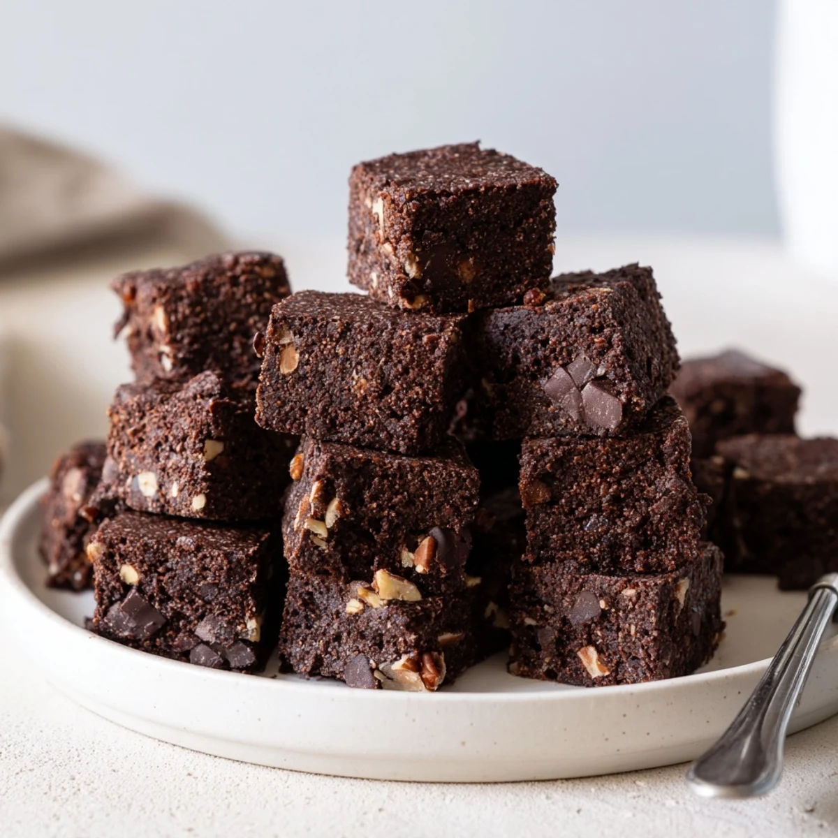 Fudgy zero-waste brownies showcasing leftover nut-milk pulp and toasted walnuts.  