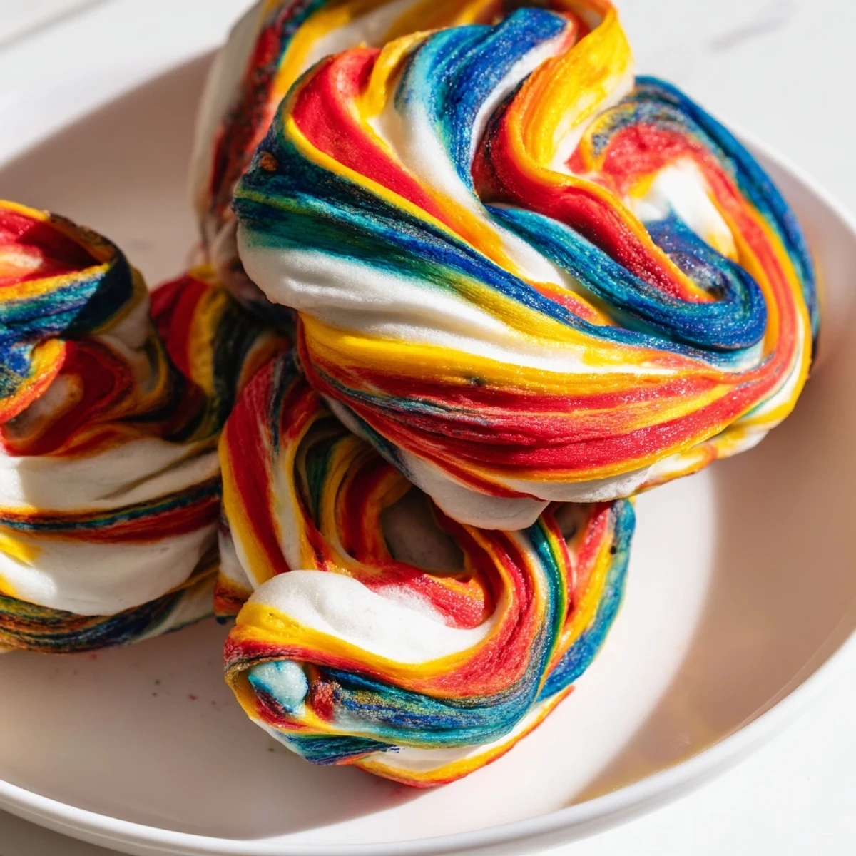 Light and airy rainbow cloud bread, a delightful treat for cheerful gatherings.  