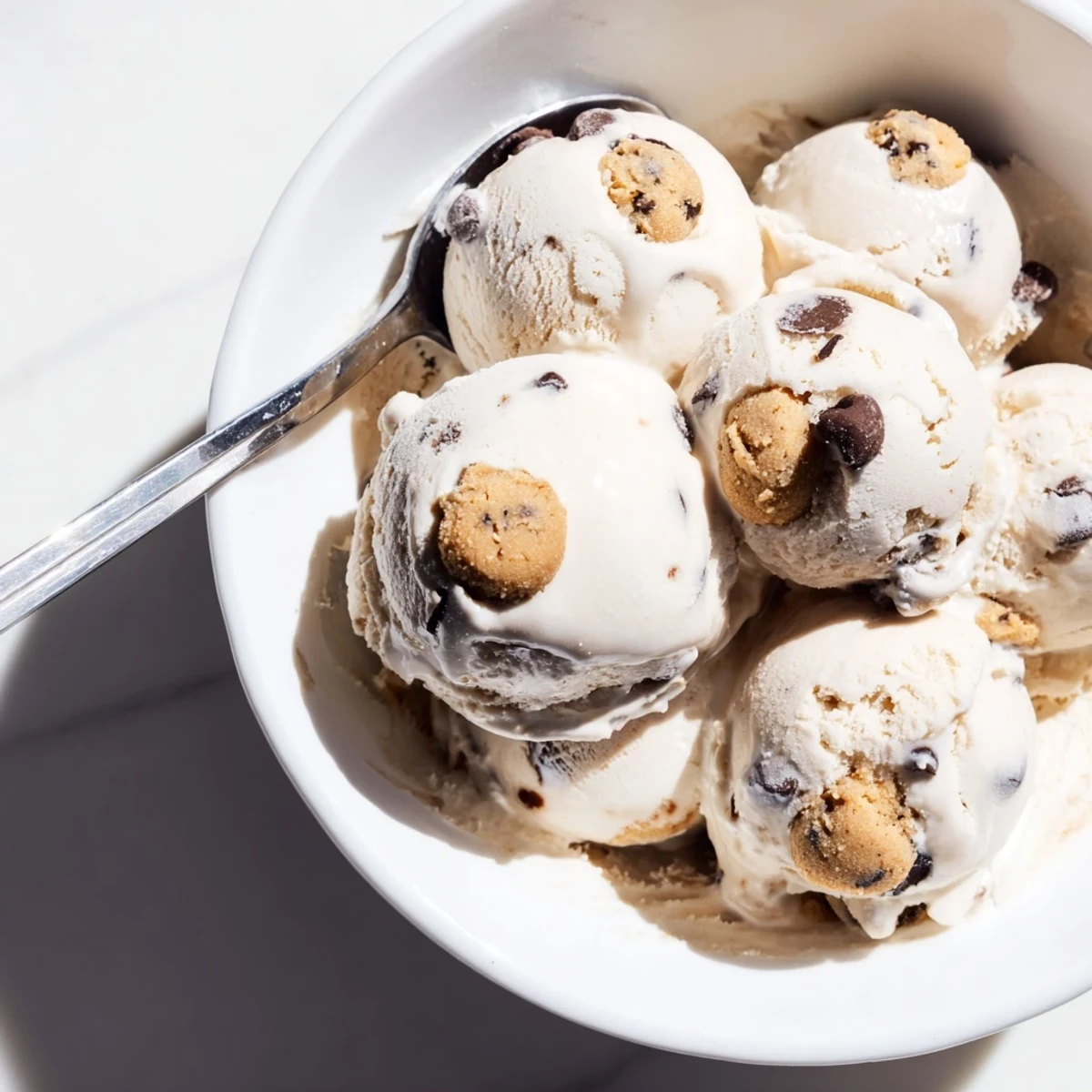 Creamy Cottage Cheese Ice Cream with cookie dough for a refreshing dessert treat.  