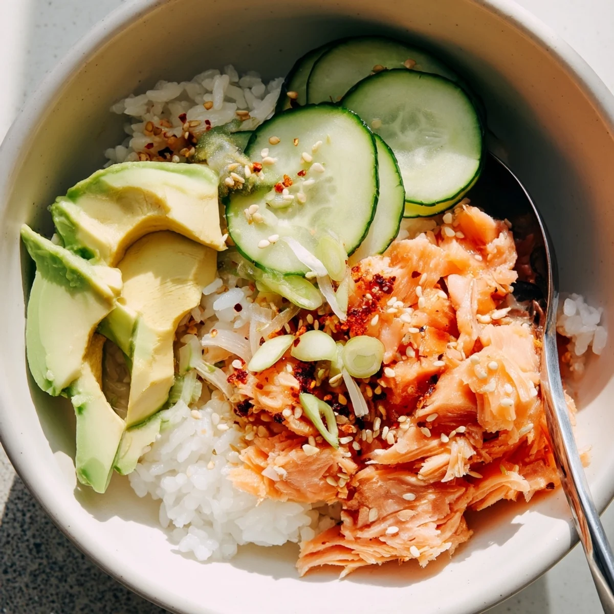 Leftover Salmon Rice Bowl