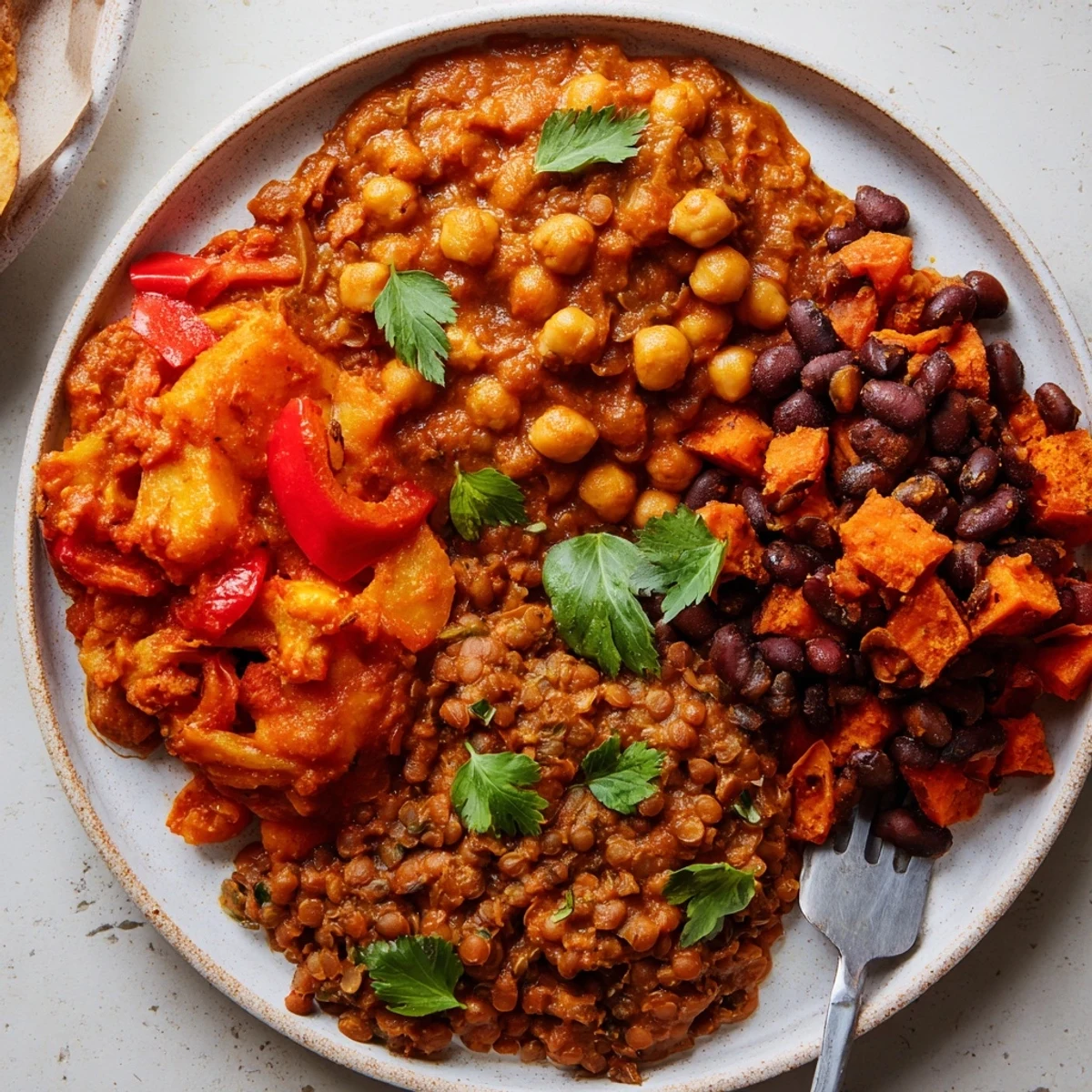 A colorful bowl of Single-Pan Global Curries featuring vibrant ingredients and fresh herbs.  