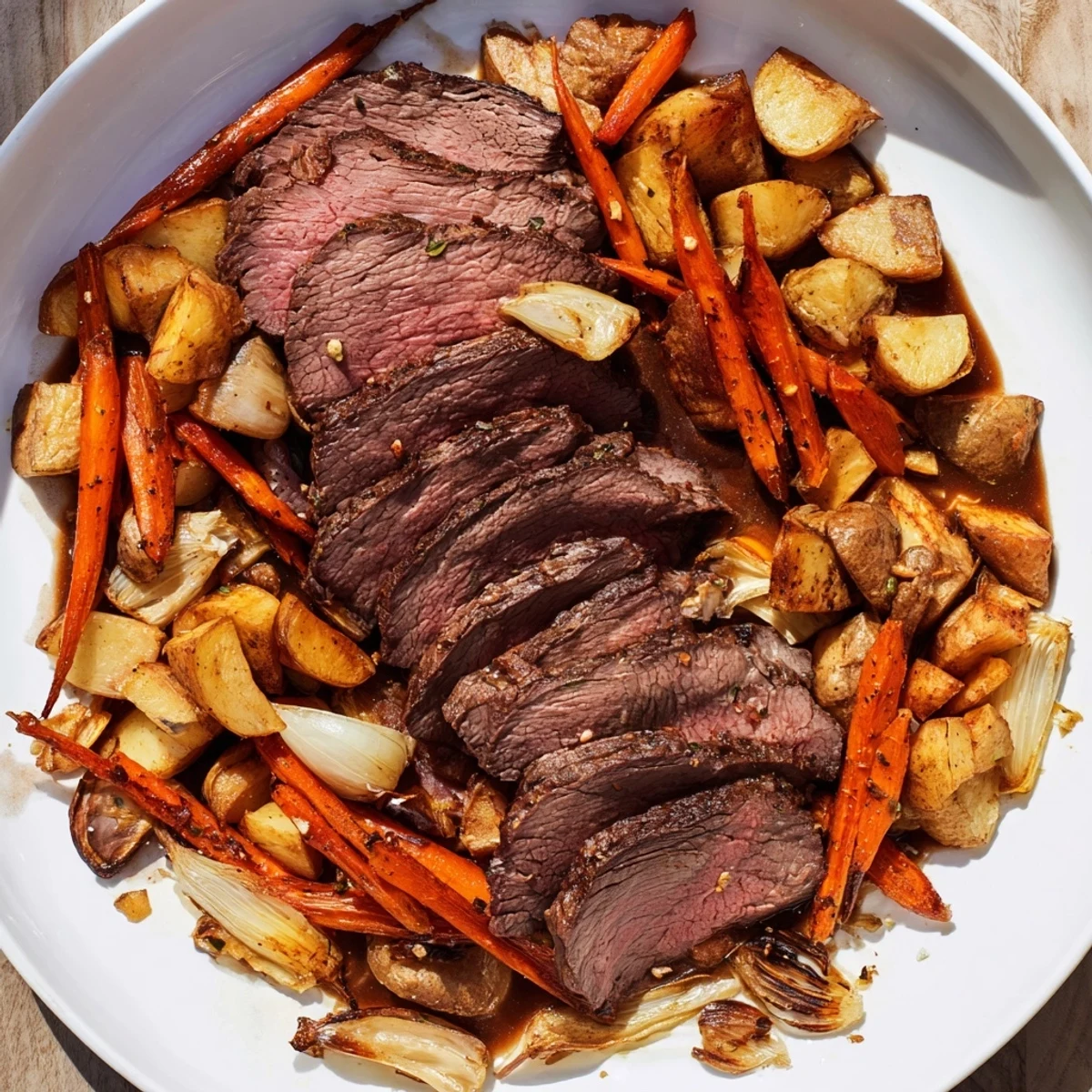 Savor the aroma of this hearty Sunday Pot Roast alongside melt-in-your-mouth roasted veggies.