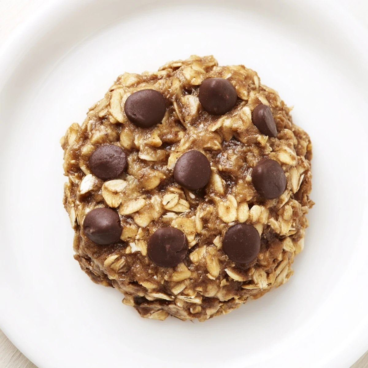 Delicious Oat-Banana Chocolate Chip Cookies, featuring speckled chocolate and soft texture at the edges.