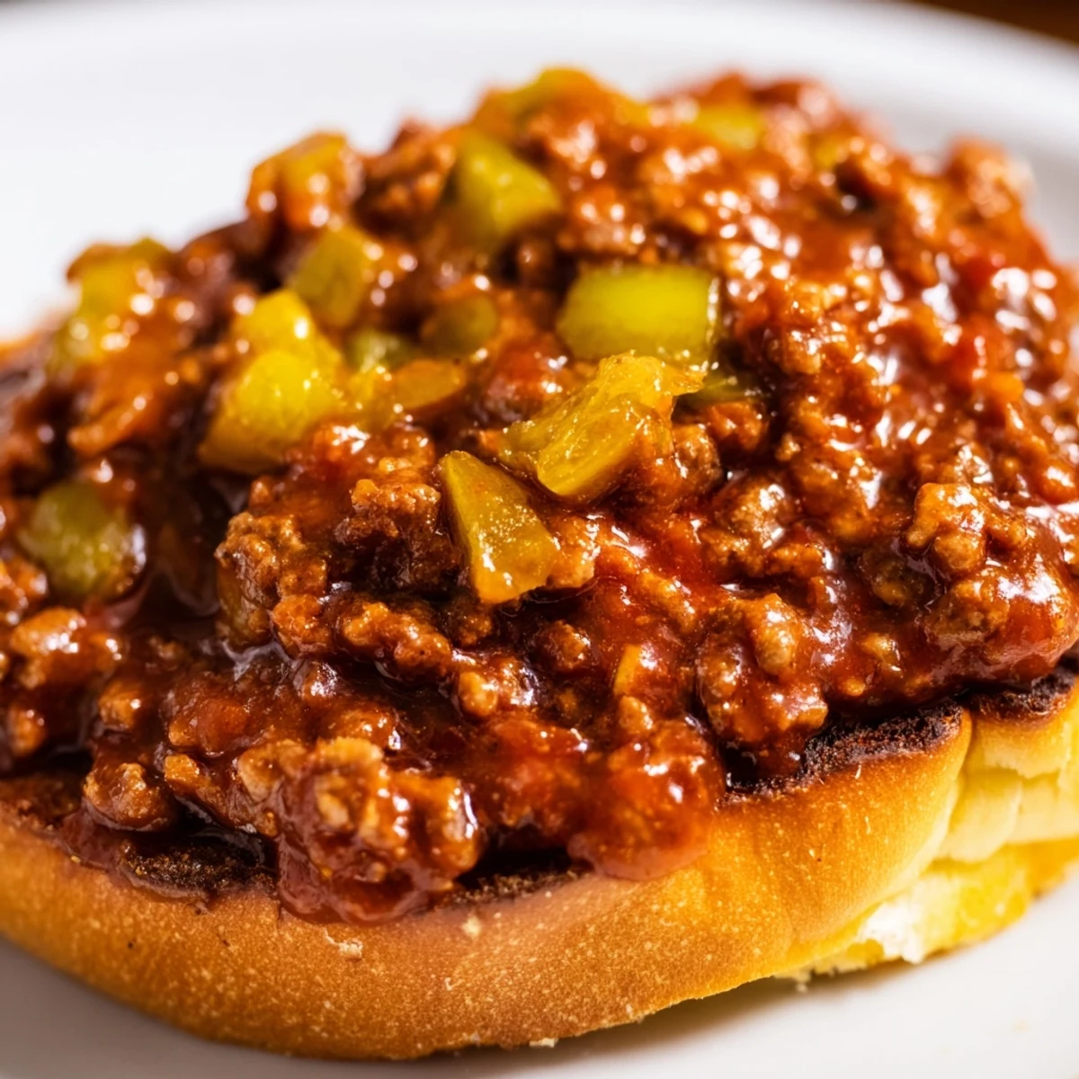A steaming plate of Sloppy Joes: a classic, savory ground beef sandwich on toasted buns.