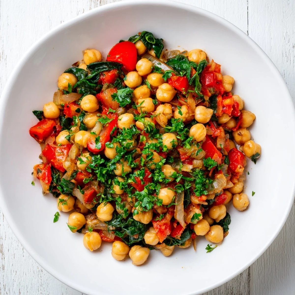 Vegetarian Chickpea Spinach Skillet