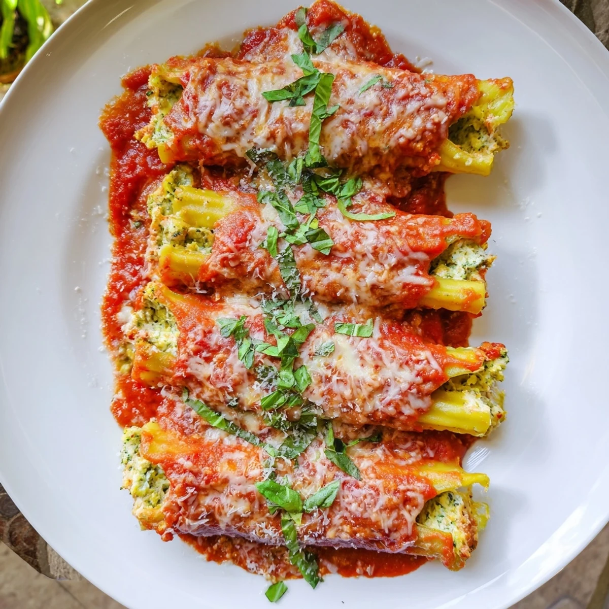 Cozy Broccoli Stuffed Manicotti