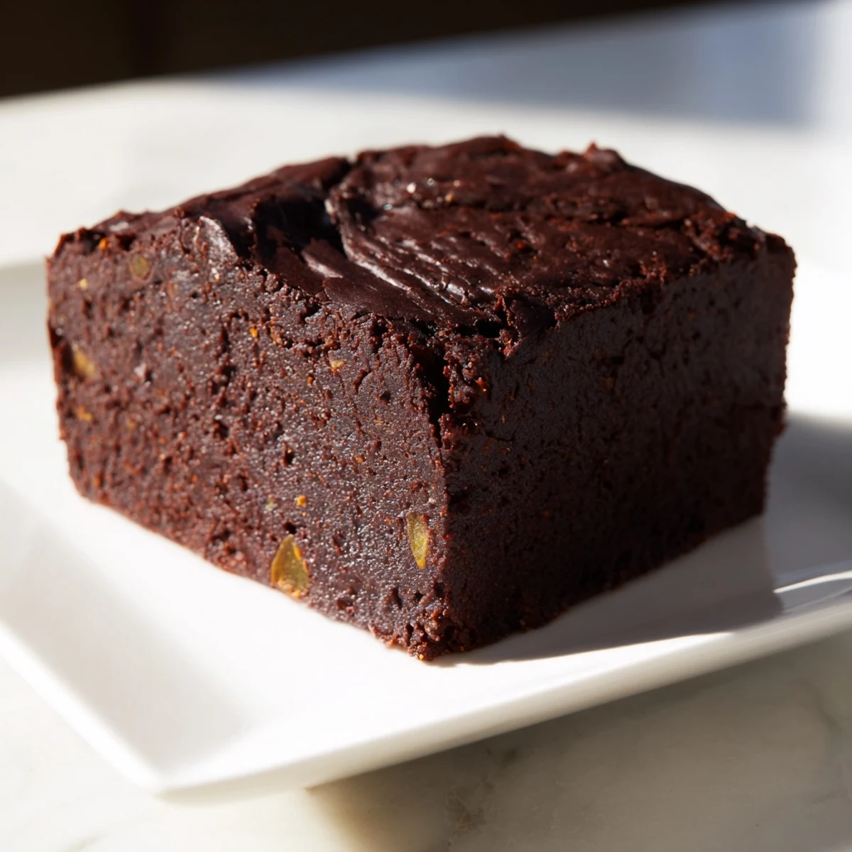 Freshly baked Pumpkin Workout Brownies, offering a fudgy texture, ideal for a sweet, healthy snack.