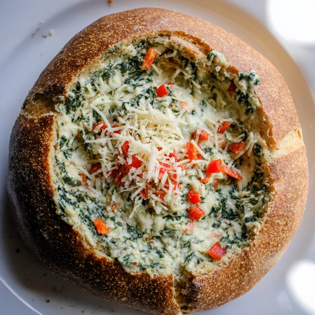 A close-up of the creamy Express Holiday Spinach Dip, a perfect holiday appetizer with dippers.