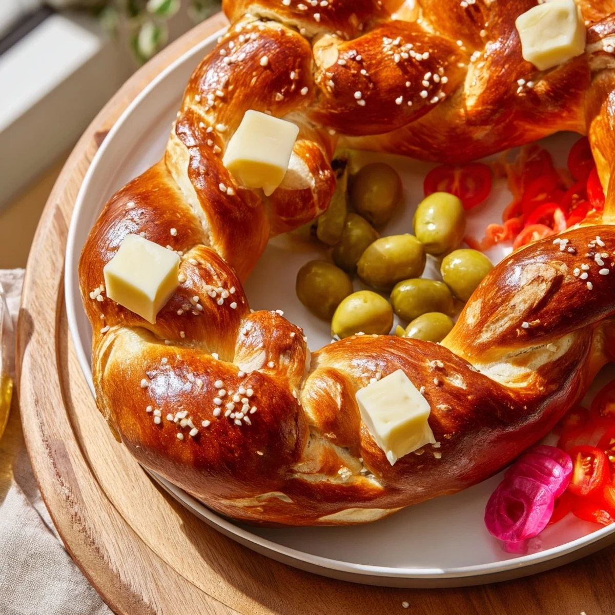 A beautifully arranged Bretzel Arbre de Vie savory platter, filled with flavorful pretzels and colorful garnishes.