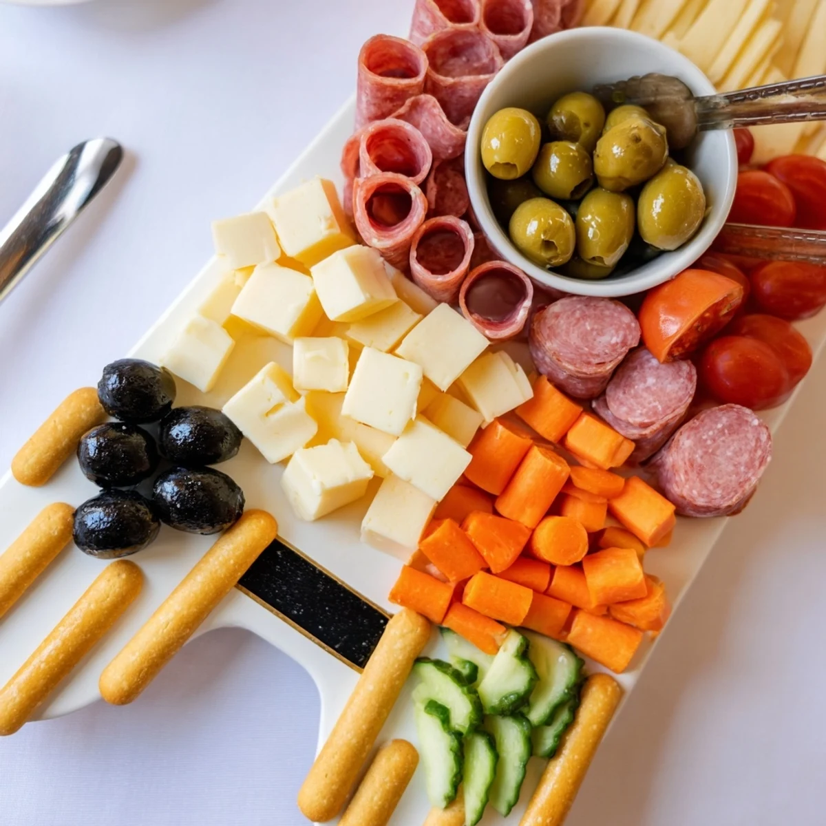 Vibrant game night controller snack platter with cheddar, mozzarella, and savory meats for a tasty appetizer.
