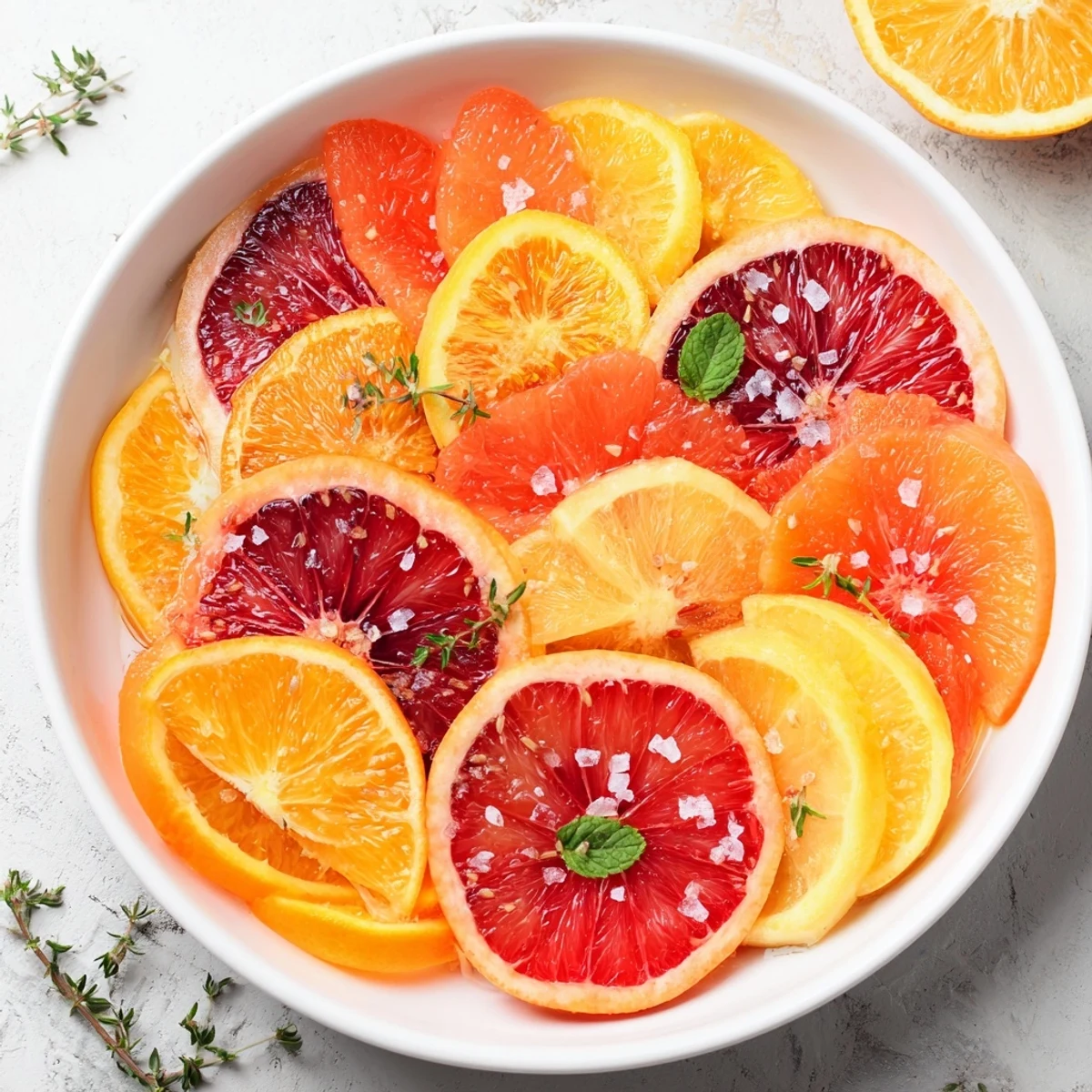 Vibrant citrus slices arranged in a garland on this fruit board, a stunning visual treat.