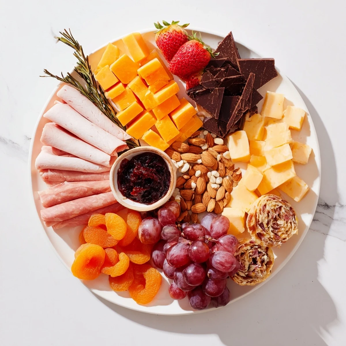 Anniversary Heirloom Arrangement with vibrant fruits, cheeses, and meats, perfect for sharing and celebration.