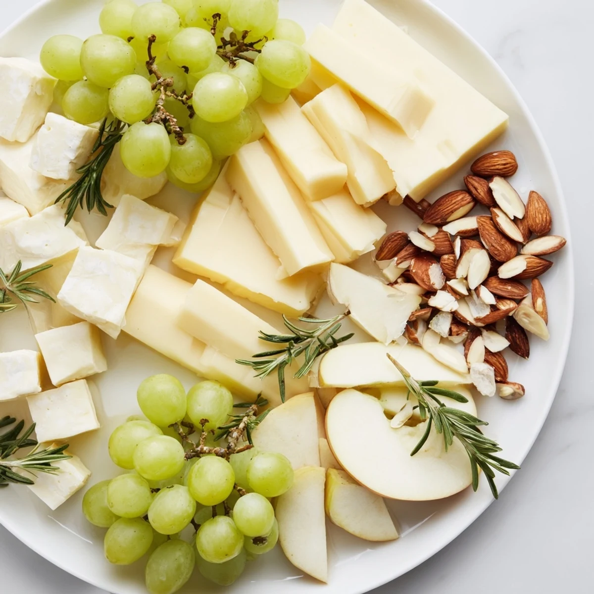 This Book Club Pairing Platter with rosemary accents presents a delicious spread of snack pairings.