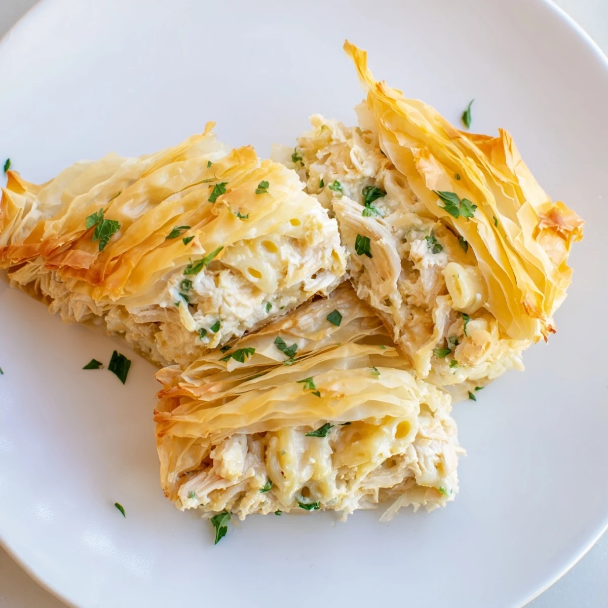 Imagine the fragrant steam rising from this baked Chicken and Pasta Crinkle Cake, ready to be served.