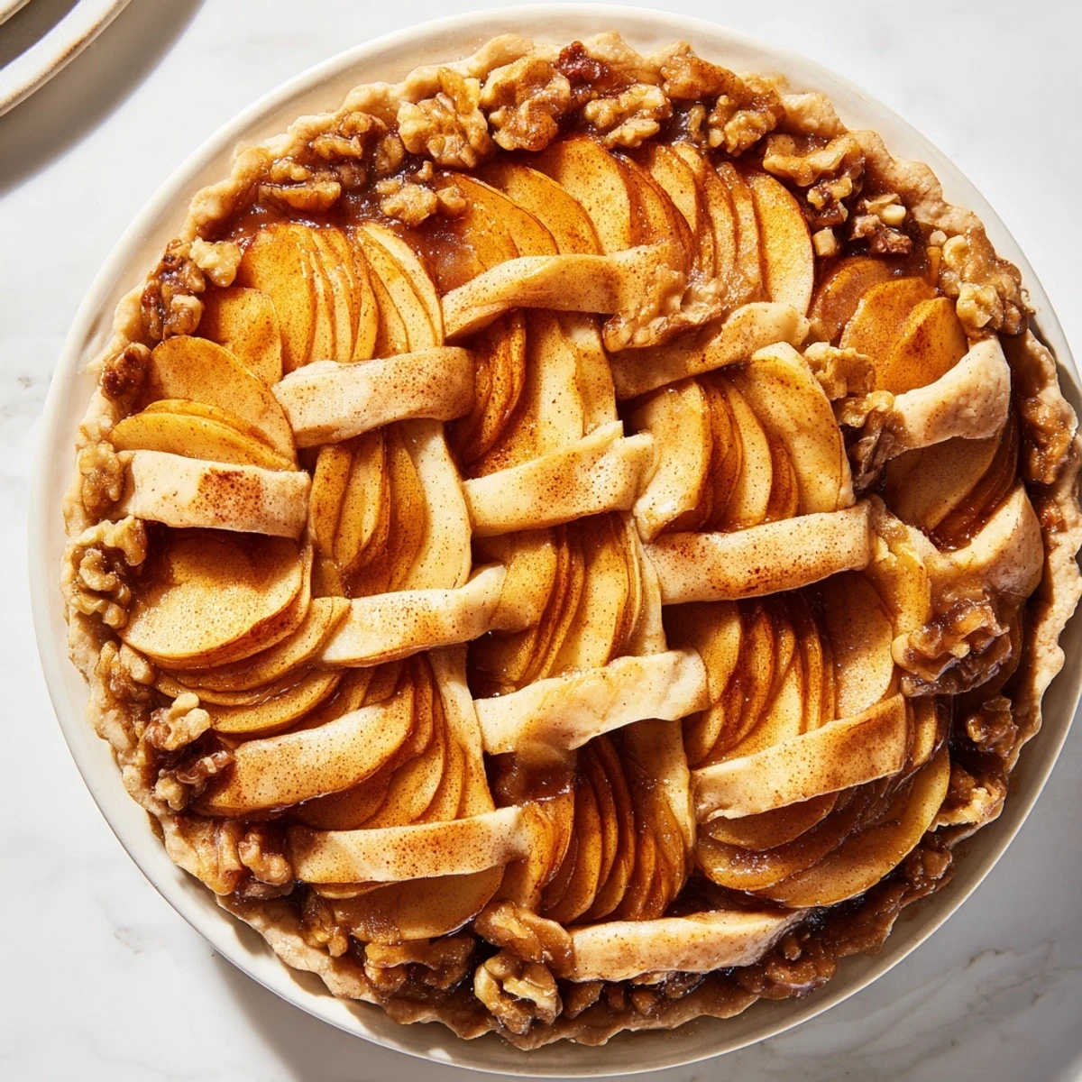 Crisp apples form a stunning Lattice Orchard design, freshly baked and perfect for sharing this autumn.