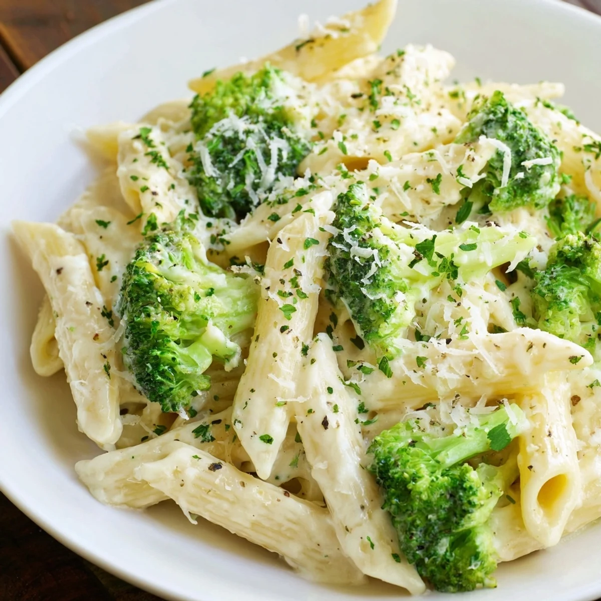 Tender pasta coated in rich cream cheese garlic sauce, garnished with parsley; a comforting dinner.