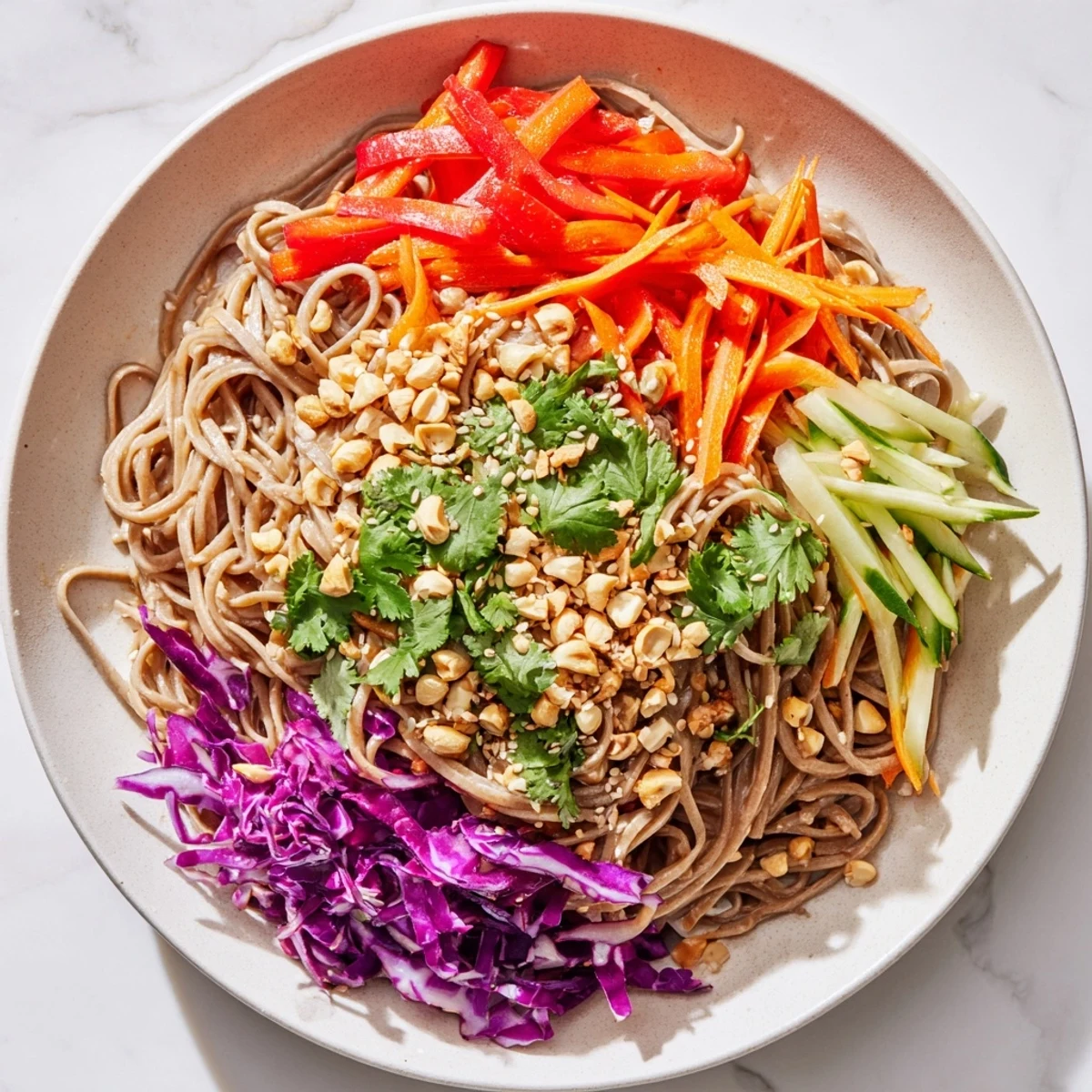 Enjoy a flavorful Cold Noodle Salad; you can almost taste the sesame-ginger dressing.
