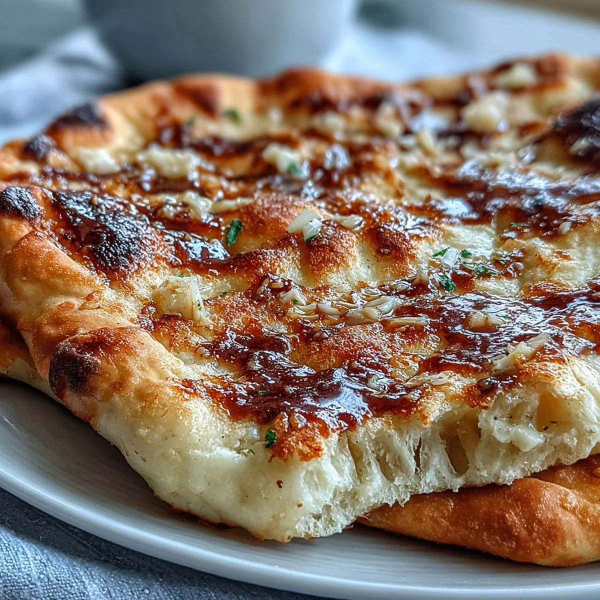 Warm The Best Easy Garlic Naan Bread stacked on a plate, perfect for scooping up rich dal or wrapping grilled chicken tikka for dinner.