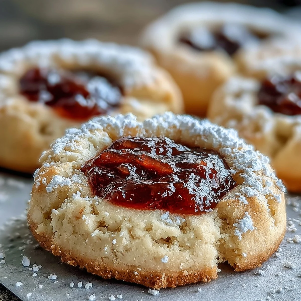 Warm Torticas de Guayaba cookies dusted with powdered sugar, perfect for a Cuban-inspired dessert platter.