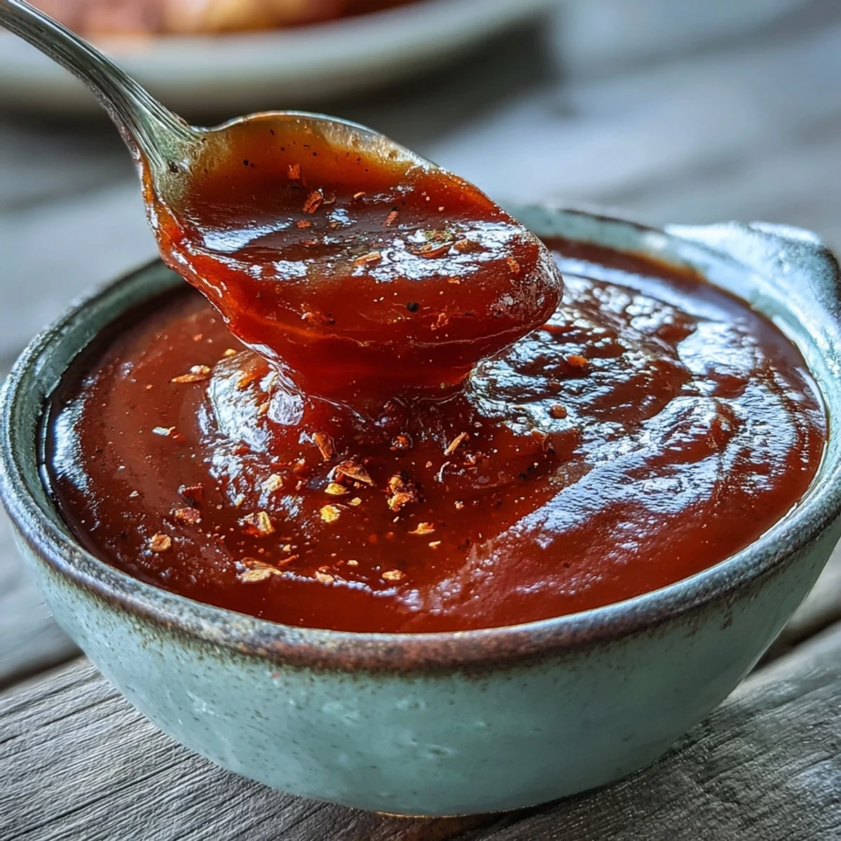 Vibrant Guava BBQ Sauce served in a jar with fresh guava and cilantro.