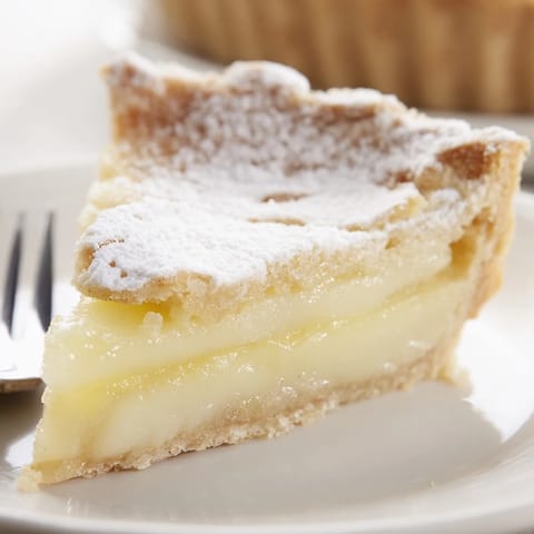 Delicious water pie dessert topped with vanilla, perfect for a sunny afternoon.  