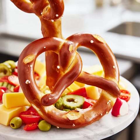 Freshly baked pretzels form the base for this impressive Bretzel Arbre de Vie, ready to be enjoyed with dips.