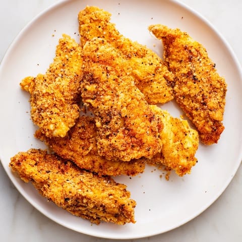 A close-up of perfectly fried buttermilk chicken tenders, a classic Southern recipe.