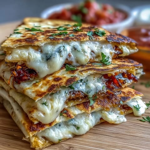 Golden, crispy mini quesadilla triangles oozing with melted cheddar and mozzarella, served with zesty homemade tomato salsa.