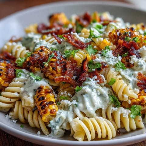 Mexican Street Corn Elote Pasta Salad with creamy lime dressing and cotija cheese, perfect for summer barbecues and potlucks.