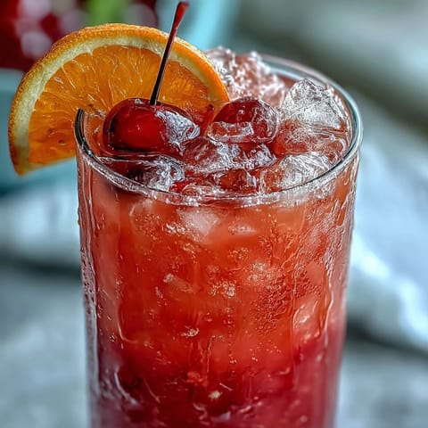 Refreshing non-alcoholic sunrise drink with grenadine, showcasing vivid orange and red layers over ice.