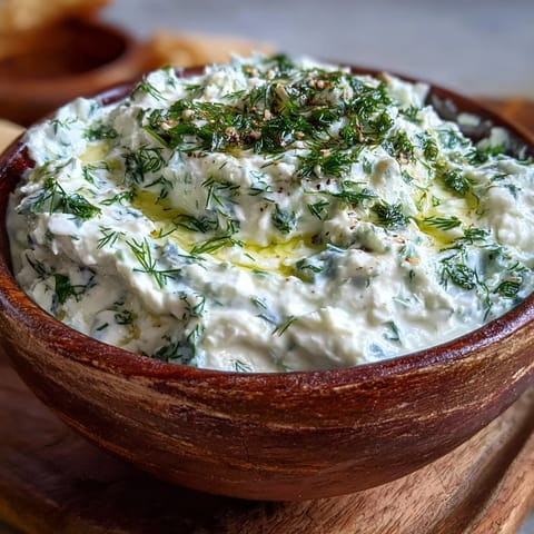 Creamy Greek Skyr Tzatziki, delightfully cool with cucumber, dill, and zesty garlic.