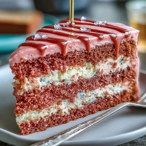 Bridal Shower Rosé Velvet Cake: Elegant blush frosting with shimmering edible gold drip.