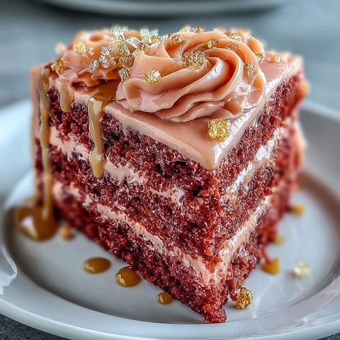 Stunning Rosé Velvet Cake featuring delicate pink layers and a luxurious gold chocolate drip design.