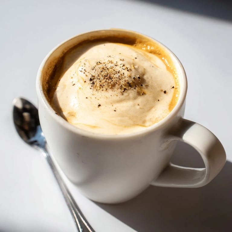 Avant-garde onion latte featuring caramelized onions for a surprising twist.