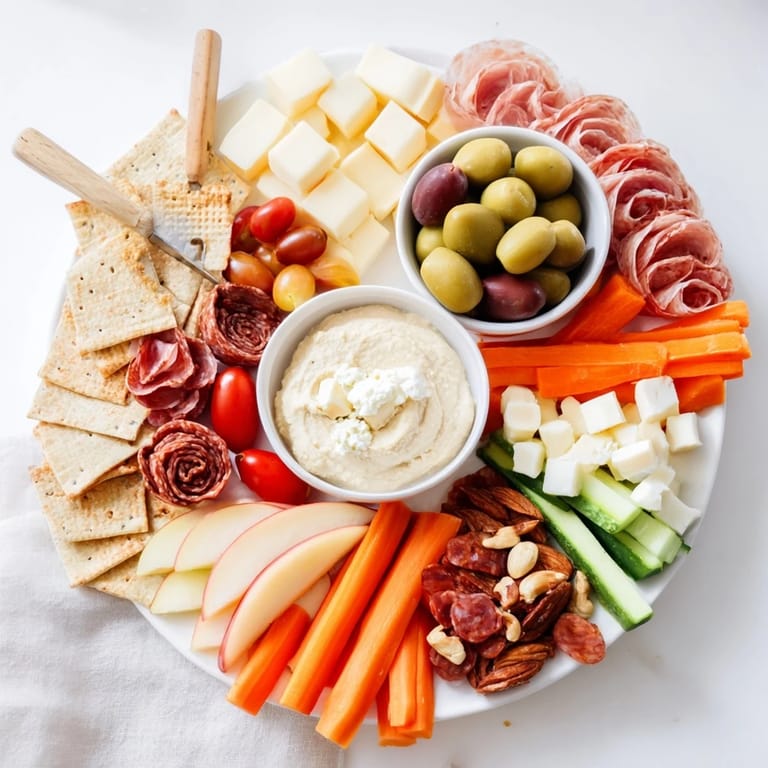 Deliciously arranged Girl Dinner Platter showcasing assorted snacks and fresh vegetables.  