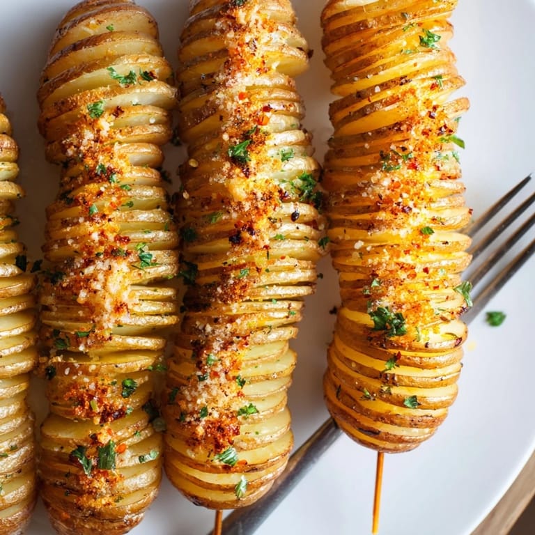Deliciously crispy air-fried tornado potatoes topped with Parmesan and parsley.