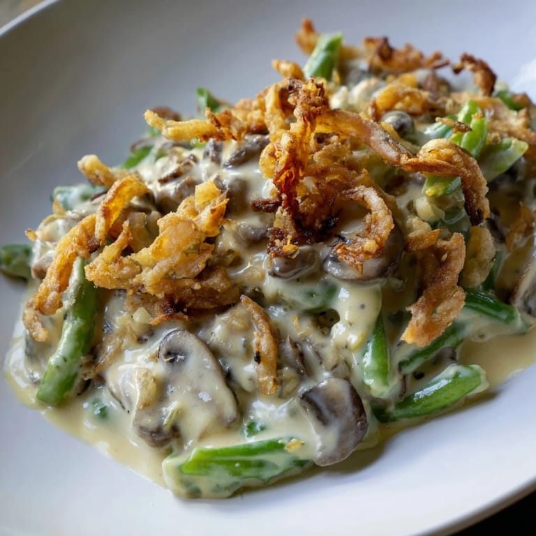 Savor the nostalgia of Old-School Green Bean Casserole, rich in flavors and textures.