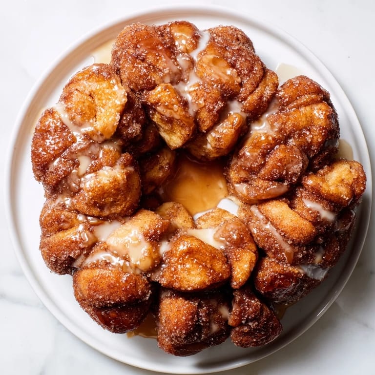 This delicious, gooey Easy Christmas Morning Monkey Bread is drizzled with glaze, ready to be enjoyed!