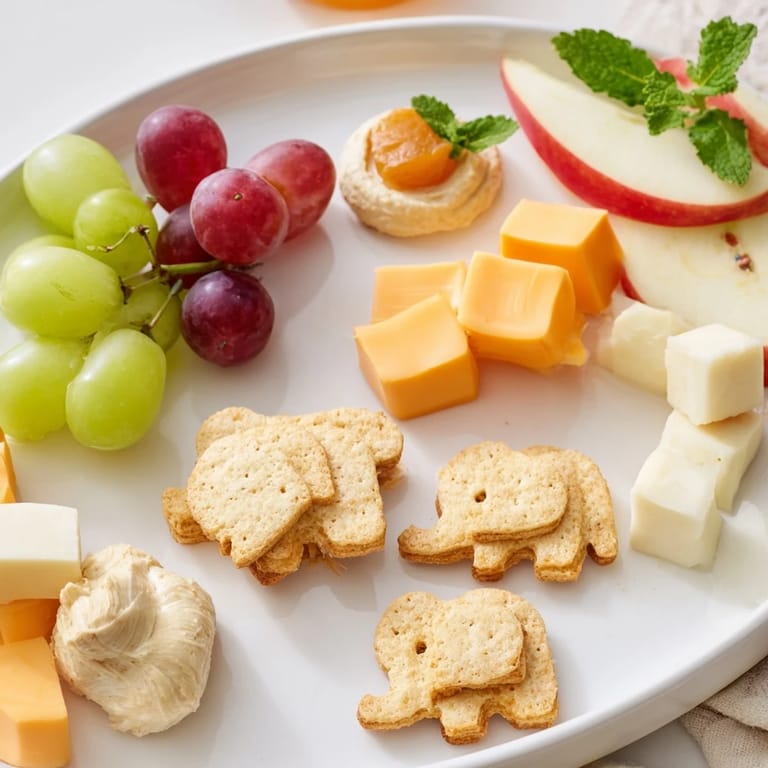 Colorful and appetizing, this Gentle Giant Elephant Cracker Board features an array of tasty snack elements.