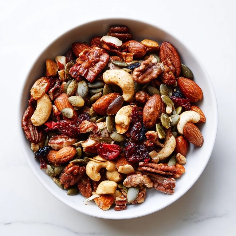 Golden-brown Nutty Nosh Squirrel Snack Mix, freshly baked with a hint of spice, ready to serve.