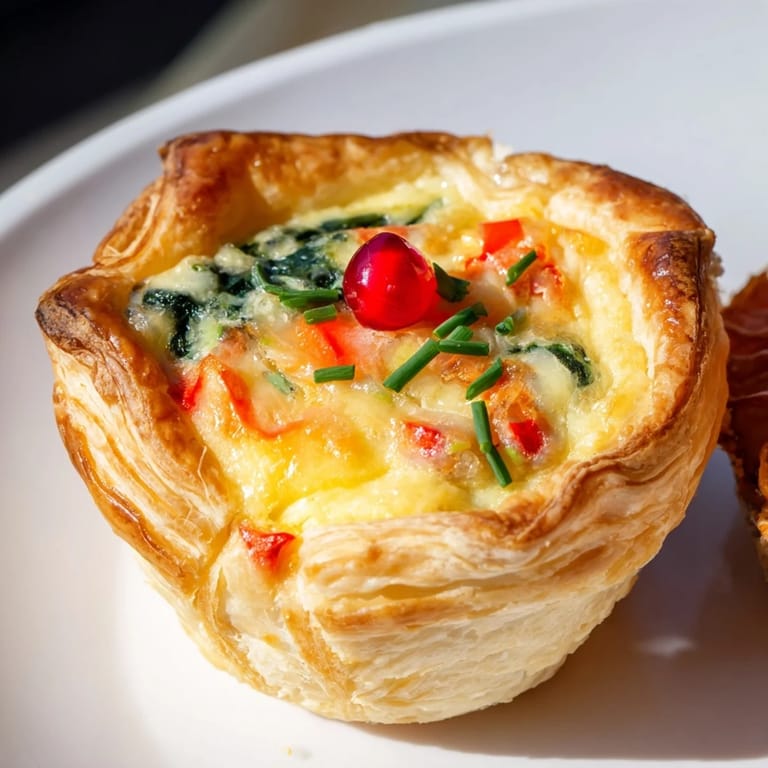 Appetizing close-up of the festive Savory Bites: Mini Quiche Christmas Tree, perfect for your holiday gathering.