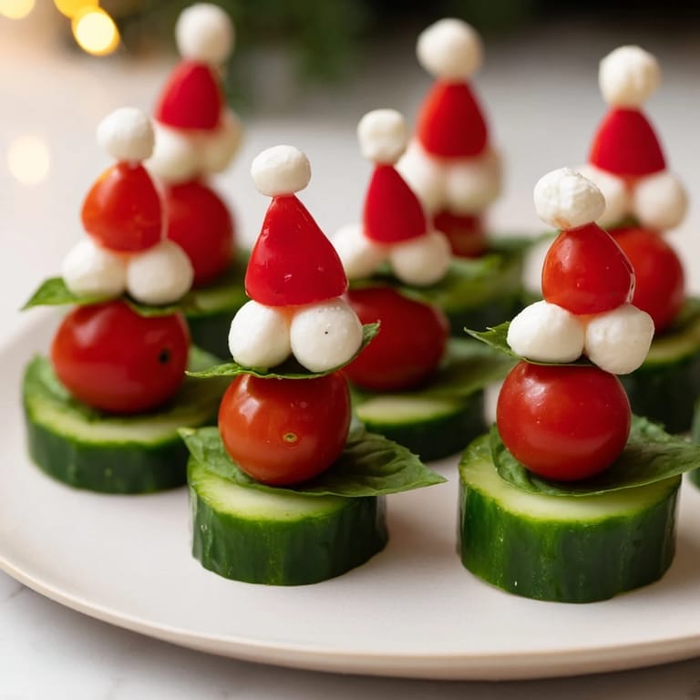 Festive Savory Crudités: Veggie Santa Hat Dip Platter showcasing a delicious arrangement of fresh veggies and a flavorful dip for any gathering.