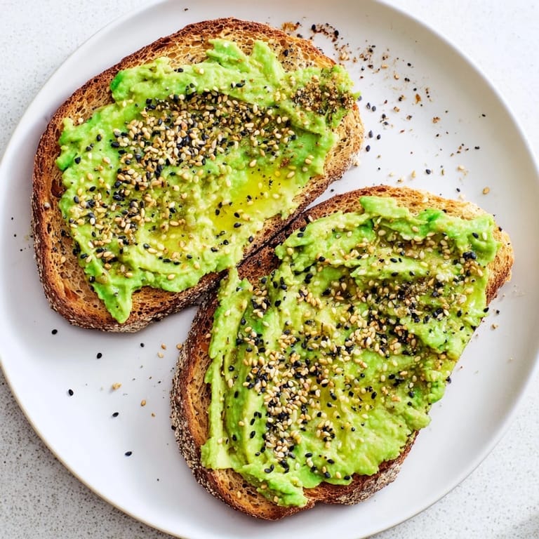 A close-up of vibrant avocado toast with everything seasoning, a healthy and quick breakfast idea to enjoy.