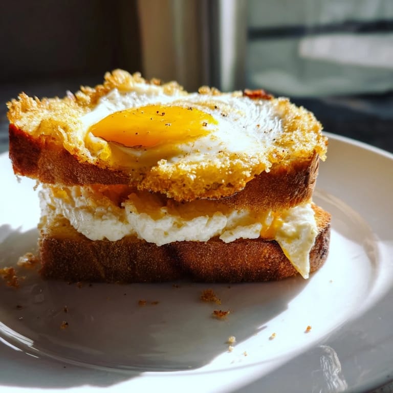Imagine savory, crispy Feta Fried Eggs Grilled Cheese, complete with golden, toasted sourdough, perfect!
