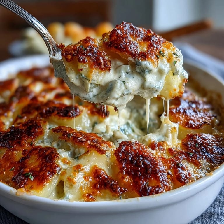 Layers of Yukon Gold potatoes and Gruyère cheese baked until golden and bubbly in a creamy garlic sauce.