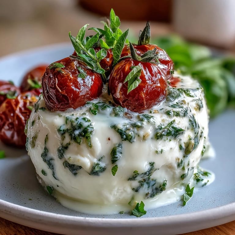 Vibrant Caprese Skewers with Pesto Drizzle: Juicy cherry tomatoes, creamy mozzarella, and fragrant basil topped with zesty homemade pesto.